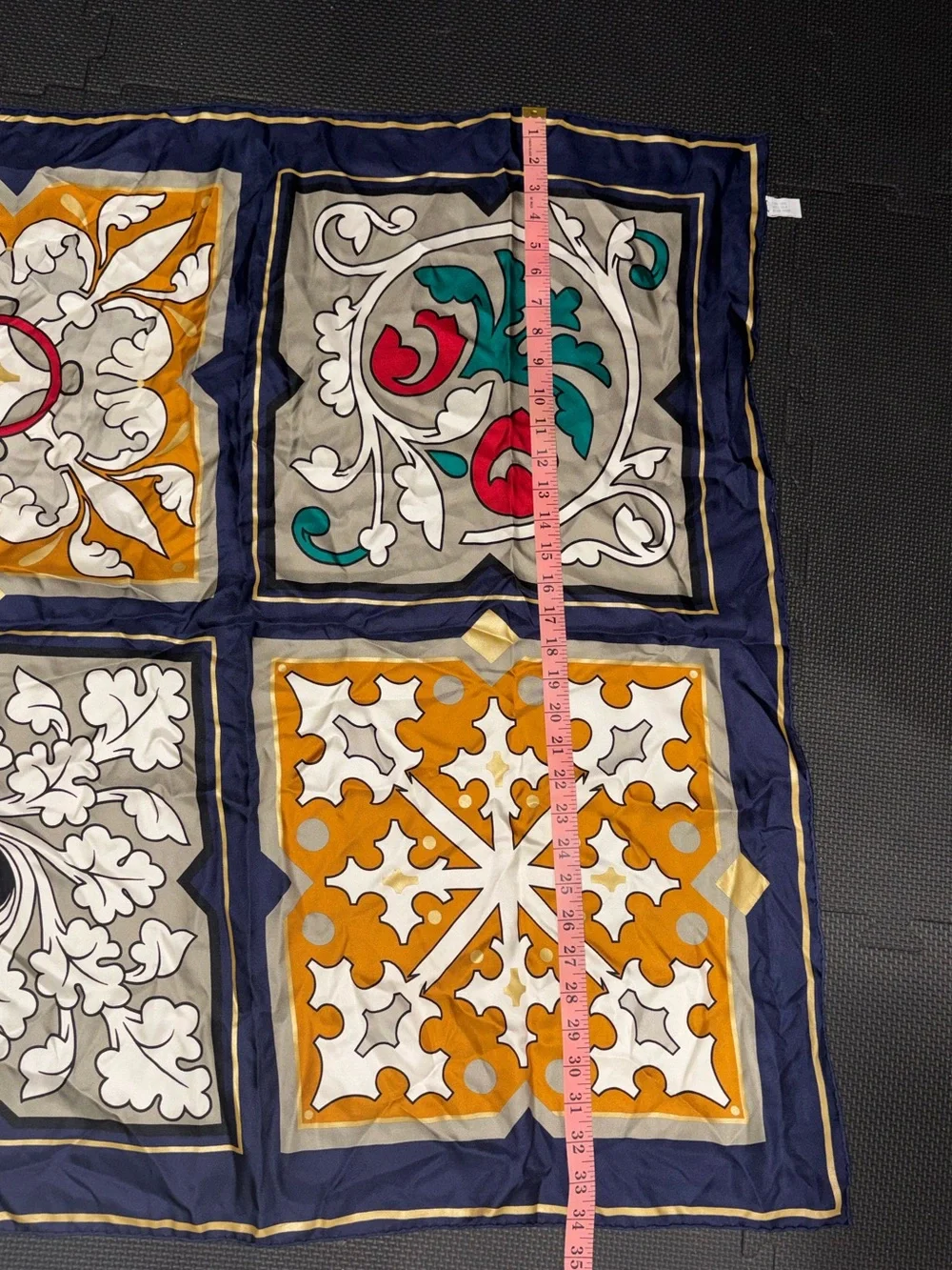 Dior Navy, Gold & Multicolor Printed Silk Square Scarf